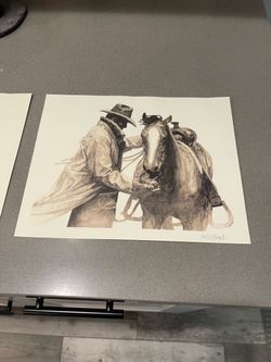 8 X 10 print and Birthday letter from Phillip Morris / Marlboro 1995 from artist W. H. ( Hank Ford ) in excellent unframed condition