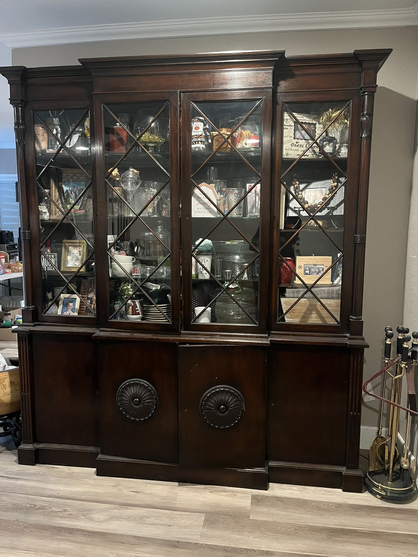 Beautiful Antique Hutch W/glass Doors