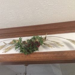 Brass Wheat Swag With Poinsettia Flowers 