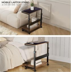 EUREKA ERGONOMIC Height Adjustable PC Stand - 2-Tier Rolling Computer Cart, Walnut 