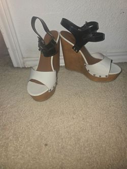 White Platform Wedge Sandals with Ankle Strap