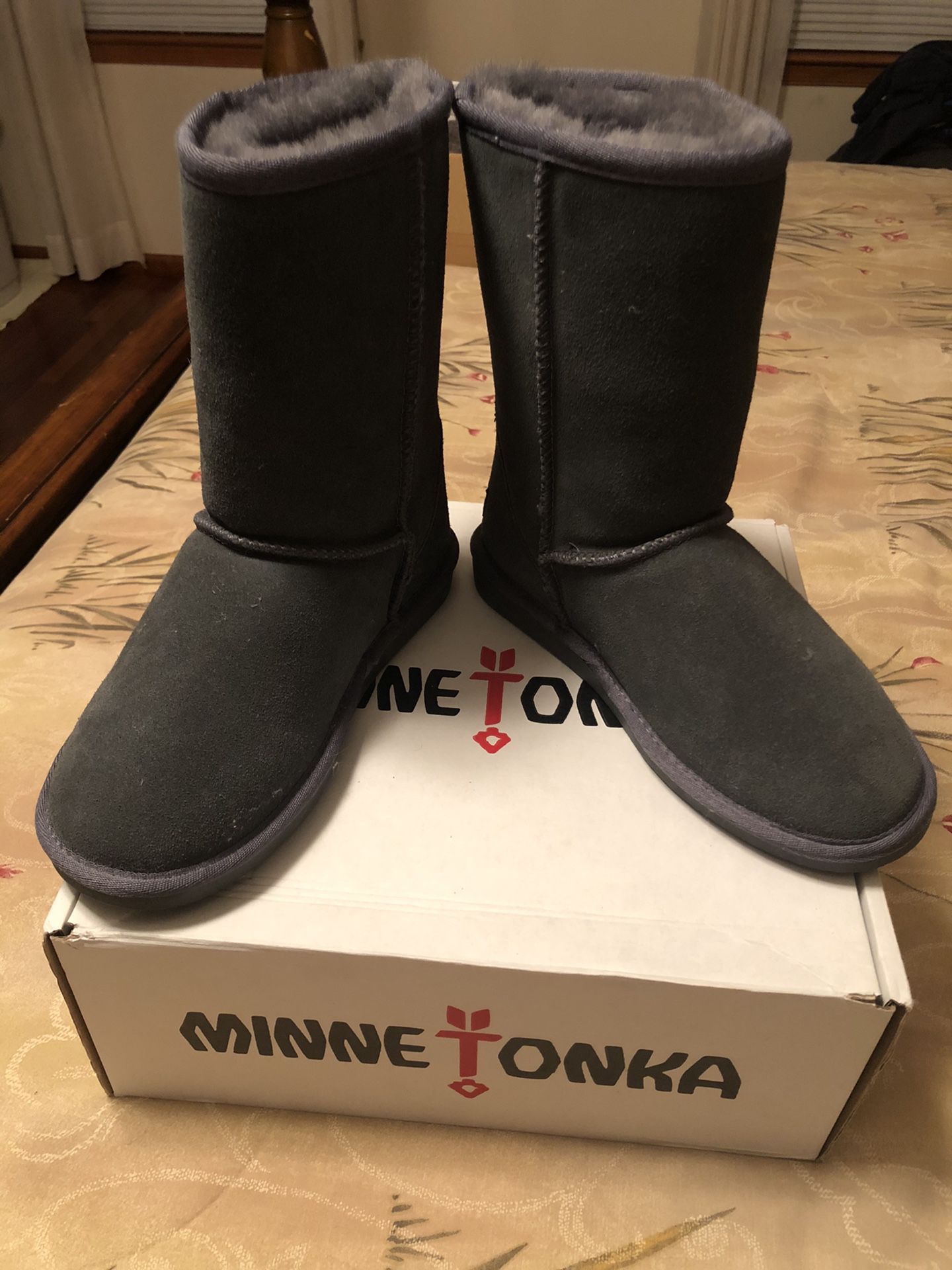 Minnetonka Boots Charcoal Gray