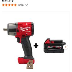 M18 FUEL Gen-2 18V Lithium-Ion Brushless Cordless Mid Torque 1/2 in. Impact Wrench with (1) 5.0 Ah Battery