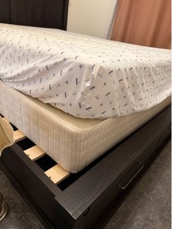 Queen, mattress, box spring and bed frame