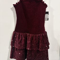 Burgandy velvet girls dress Size 8