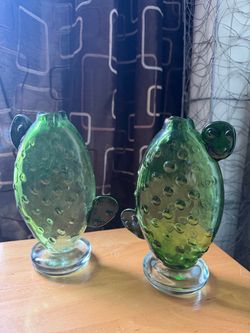 Hand Blown Glass Cactus Vases