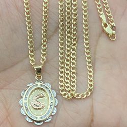 Cadena Con Medalla De Mi Bautizo En 14 Kt De Oro
