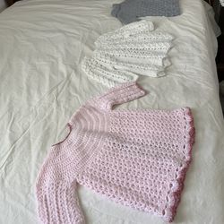 Three beautiful handmade crochet baby girl’s jackets age 12 month to 24 months $30 each