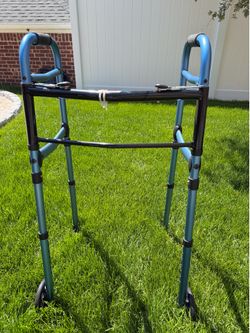 Nova Medical Folding Walker Bundle With 5" Wheels, Walker Skis & Mobility Bag