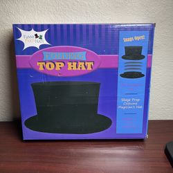 PRO FOLDING TOP HAT Collapsible Magician Costume Magic Trick Spring Black Pop Up