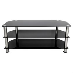 Black Glass Shelves TV Stand 