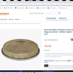 Drumhead For Bongo Remo New Size 8.50