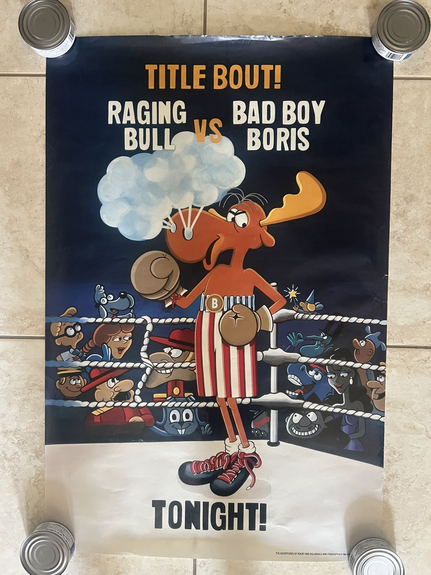 Bullwinkle vs Boris 1994 Boxing Poster