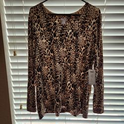 NWT Chicos Leopard Print Long Sleeved Tunic - Sz 3 or US XL