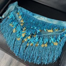 Belly Dancer Skirt, Teal, And Gold