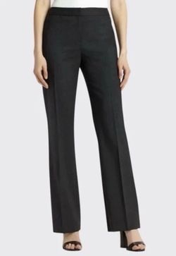Lafayette 148 New York Menswear Black Wool Elastane Wide Leg Pants Size 8