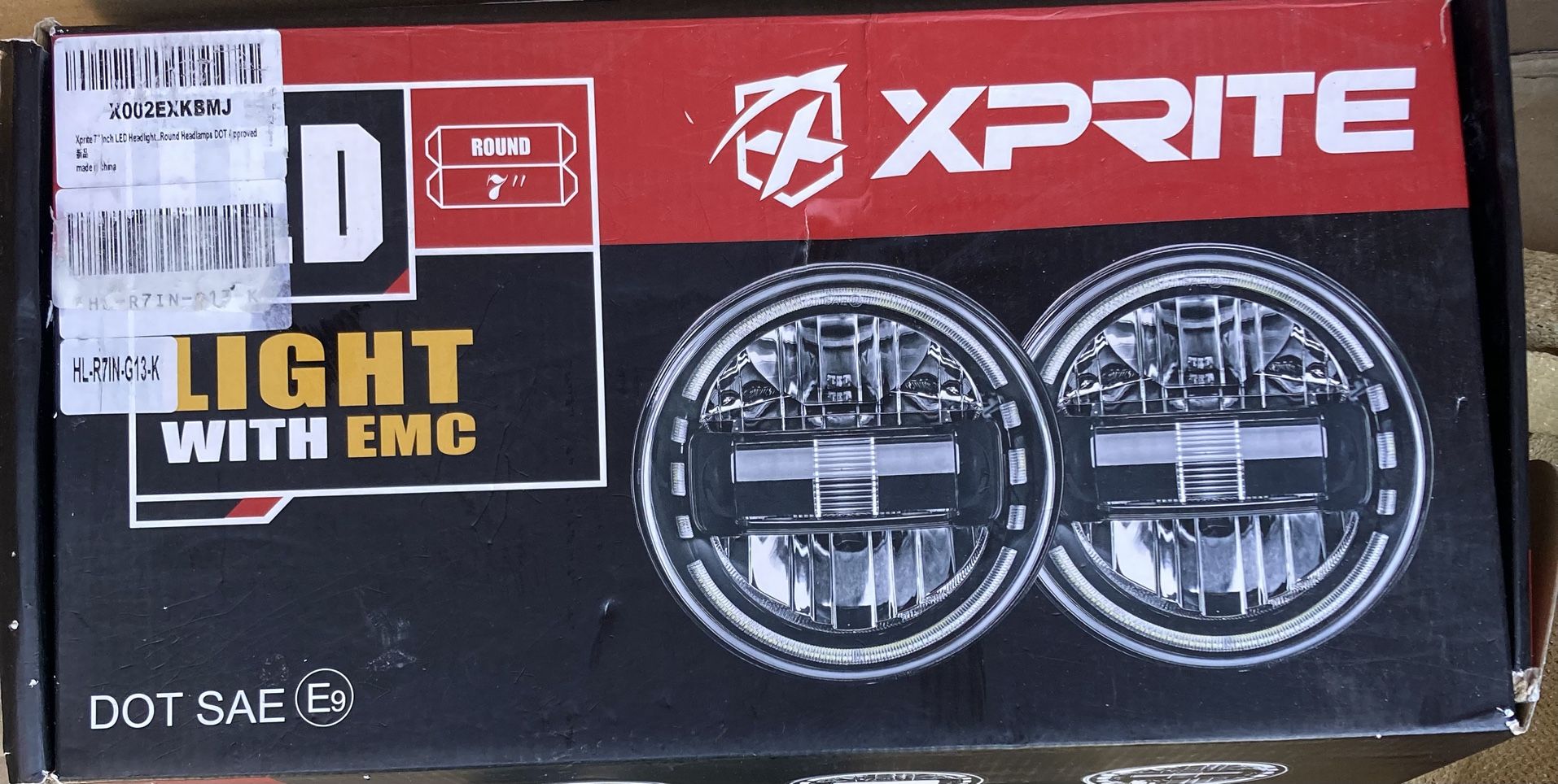 Xprite 7" LED Round Headlights Compatible with 1997-2018 Jeep Wrangler JK JKU LJ CJ TJ Hummer H1 H2, Halo Ring Headlamps DOT Approved, High/Low Sealed