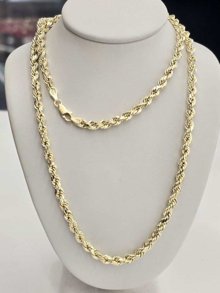 10kt Real Gold Rope Chain 4mm 24 Inches
