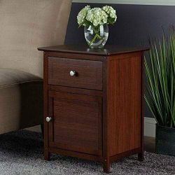 Bedside Table Drawer End Side Storage Shelf