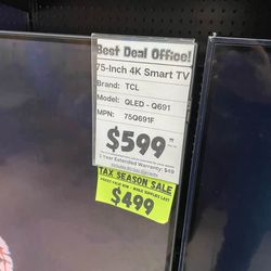 TCL 4K Smart TV 75Q691F SKU5500