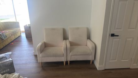 Pair of Cream Boucle Accent Chairs