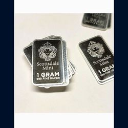 5g Scottsdale Mint Fine Silver [1G] Bars X5 