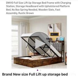 Size Full Lift up storage bed frame with charging ports