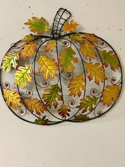 Beautiful Large Metal Wall Pumpkin 20”