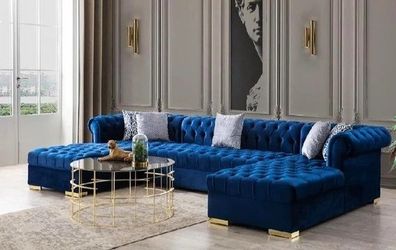 Lauren Velvet Navy Double Chaise Sectional