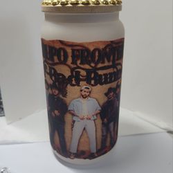 Bad bummy & Grupo Frontera. Glass Cup with Lid and Straw 16oz Color changing