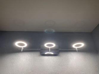 Varaluz® Halo 3-Light Wall Mount LED Vanity Light in Polished Chrome Bathroom