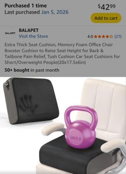 Never used Extra Thick Seat Cushion, Memory Foam