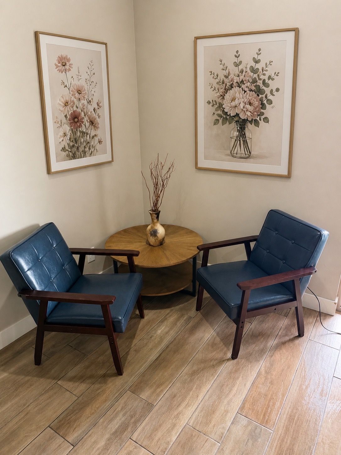Blue Accent Chair, Mid-Century Modern x 2