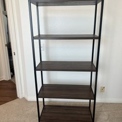 5-Shelf Ladder Bookshelf – Walnut, 72” Tall, Excellent Condition