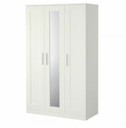 Wardrobe with 3 doors, white, 46x19 3/4x74 3/4 "