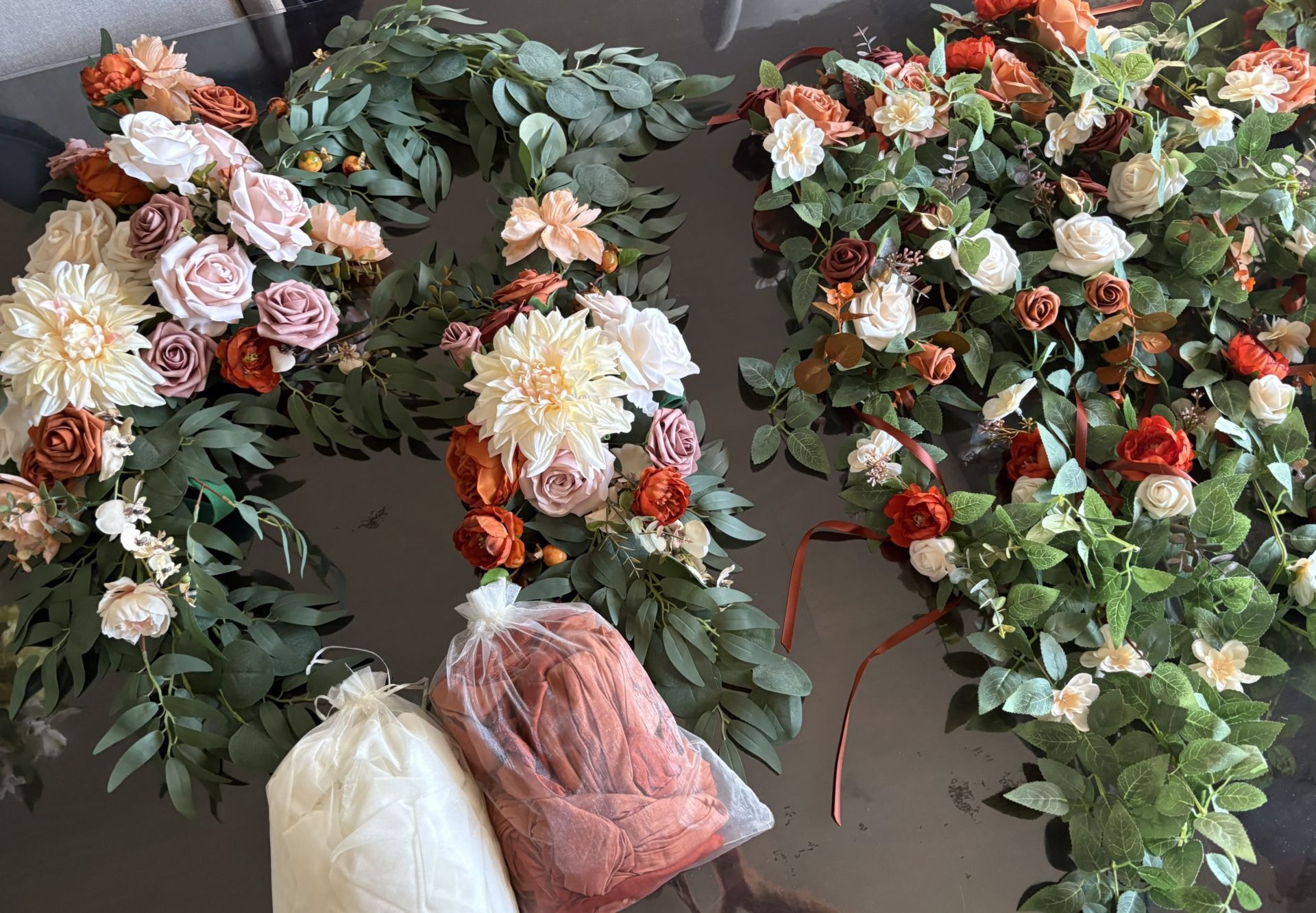 Ling’s Moment Terracotta Sunset Wedding Arch & Chair Decor Set