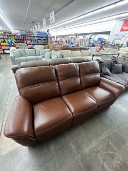 Brown Leather Power Reclining Sofa