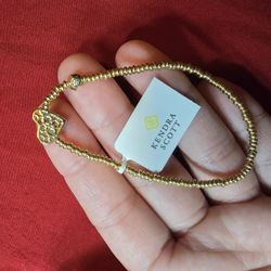 Ari Heart Gold Stretch Bracelet in Rose Quartz 14k yellow gold over brass