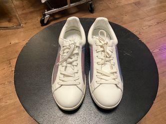 Louis Vuitton Luxembourg Prism Sneakers White Leather Iridescent Monogram Designer Shoes Size 11