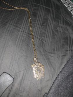 14k gold plated Jesus piece with rope chain