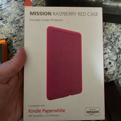 MISSION Raspberry Red Case for Kindle Paperwhite (4th Gen 2018) with Screen Protector