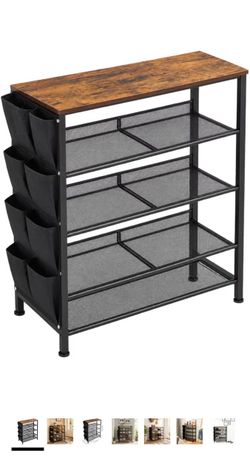 Stainless Steel 5 Tier Shoe Rack Organizer - Free-Standing Shoe Storage Cabinet for Closet, Front Door Entrance, and Entryway