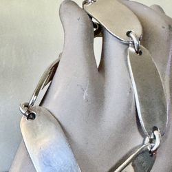 GORGEOUS VINTAGE 925 SOLID 15.65mm Wide OVAL LINK STERLING BRACELET Size 10",  Unisex 