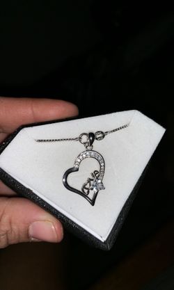 Stamped S925 Italy- Lopsided Heart Pendant w/ Word “Love” CZ Diamonds (10)