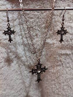  Cross Necklace And Earings Set