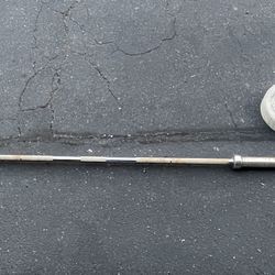Olympic Barbell 45lb 7ft And Cement Plates