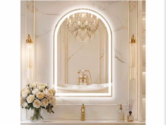 Brand new in the box- Arched LED Bathroom Mirror with Lights, 24" x 36" Lighted Bathroom Vanity Mirrors for Wall, Anti-Fog, Dimmable, Backlit + Frontl