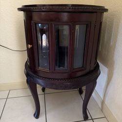Antique Round Mahogany Display Cabinet / Curio Table