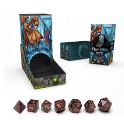 Tabletop D&D RPG Campaign Dice Tower w/ 7 Dice Spin Master Games Accessory - New