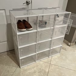 Brand New Stackable Shoe Storage Boxes 12 XL Large Shoe Boxes